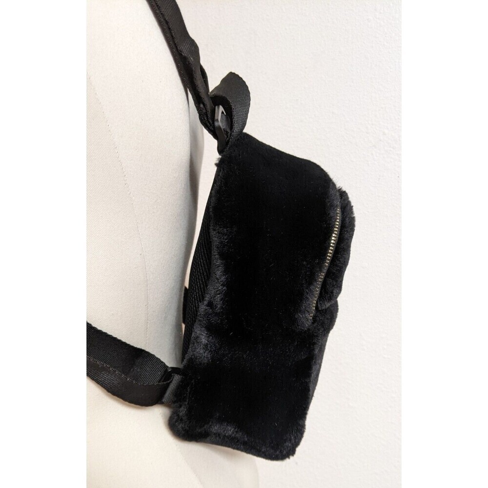 ADIDAS Black Faux Fur Adjustable Mini-Backpack Gold Trefoil Hardware - Picture 13 of 16
